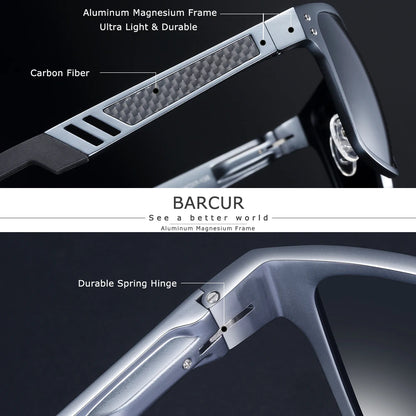 BARCUR Aluminium Magnesium Square Sunglasses