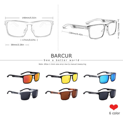 BARCUR Aluminium Magnesium Square Sunglasses