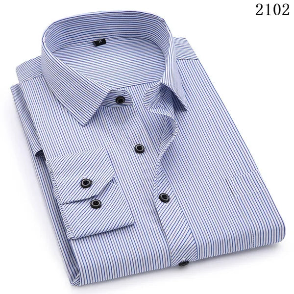 Plus Large Size 8XL 7XL Slim Fit Mens Business Casual Long Sleeved Shirt Classic White Black Dark Blue Male Social Dress Shirts