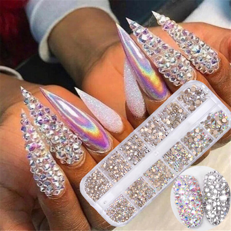 12 boxes / set of AB crystal rhinestone nail art