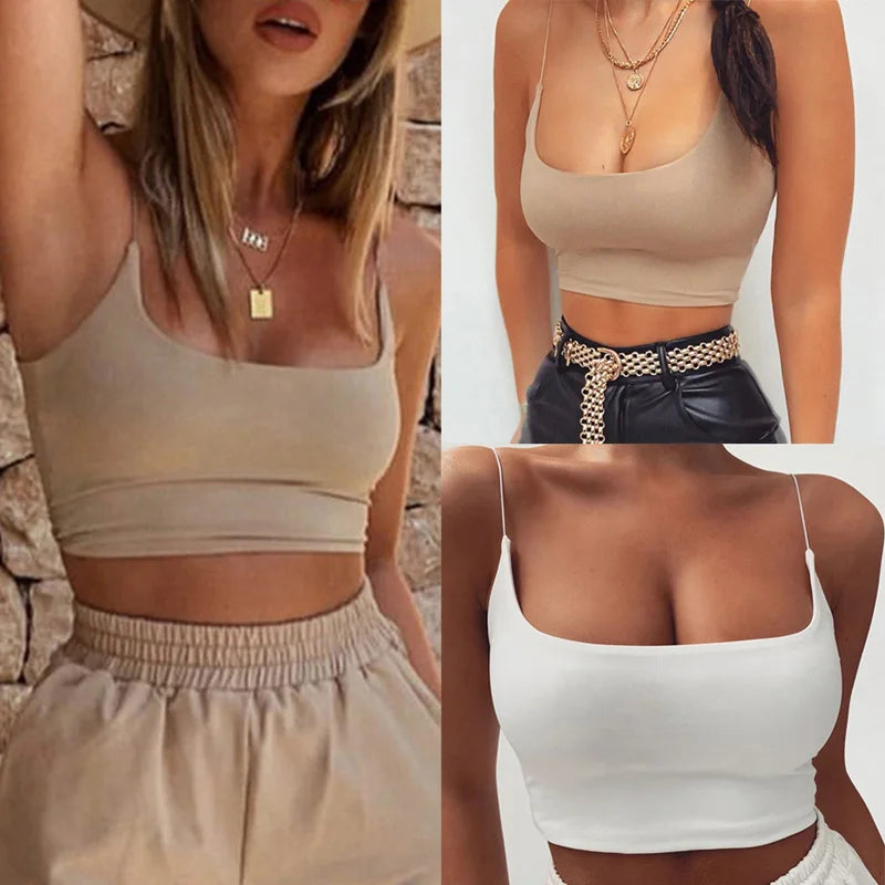 Womens Summer Camis Tanks Tops Sleeveless Cotton Bustier Unpadded Bandeau Bra Vest Crop Top Seamless Tees