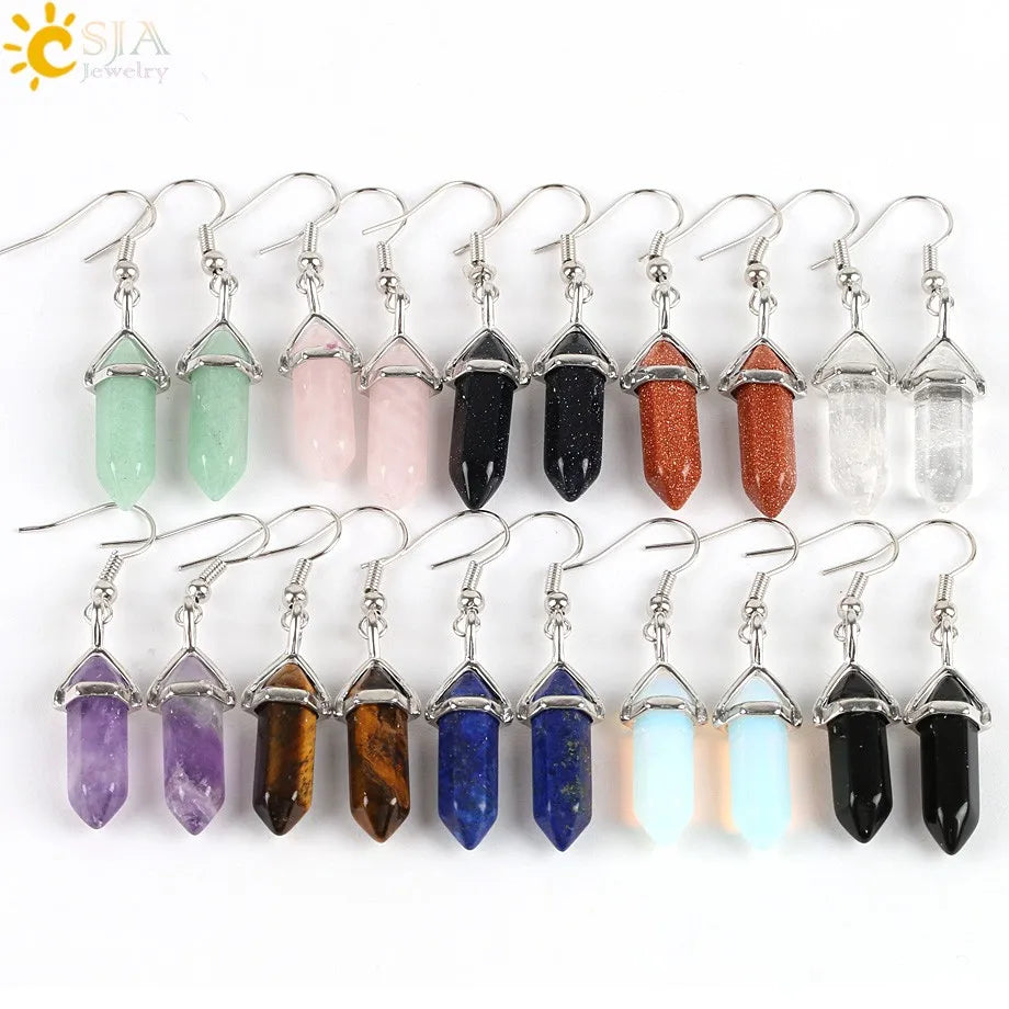 Natural Stone Crystal Earrings