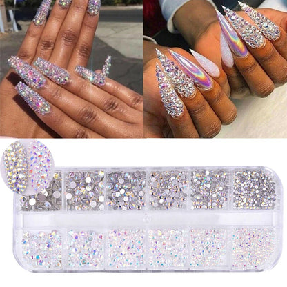 12 boxes / set of AB crystal rhinestone nail art