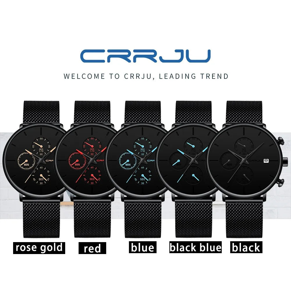 CRRJU Mens Sport Wrist Watch