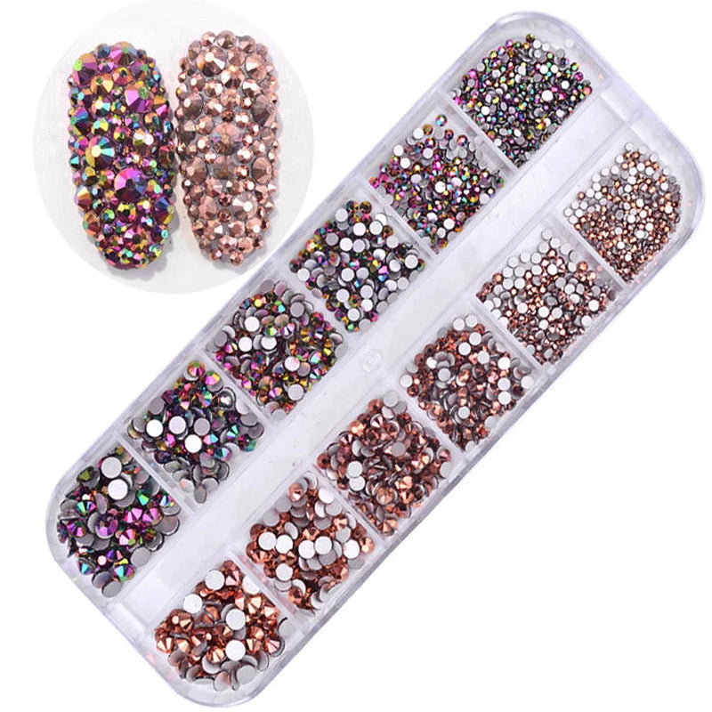 12 boxes / set of AB crystal rhinestone nail art