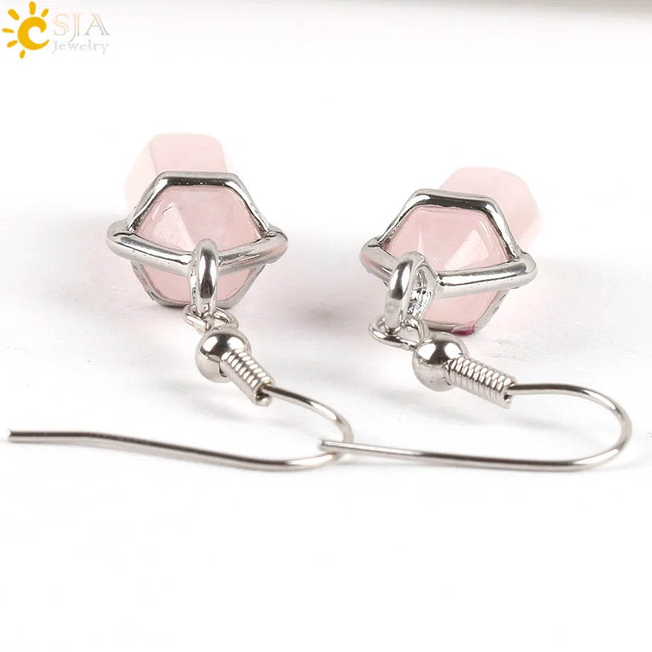 Natural Stone Crystal Earrings