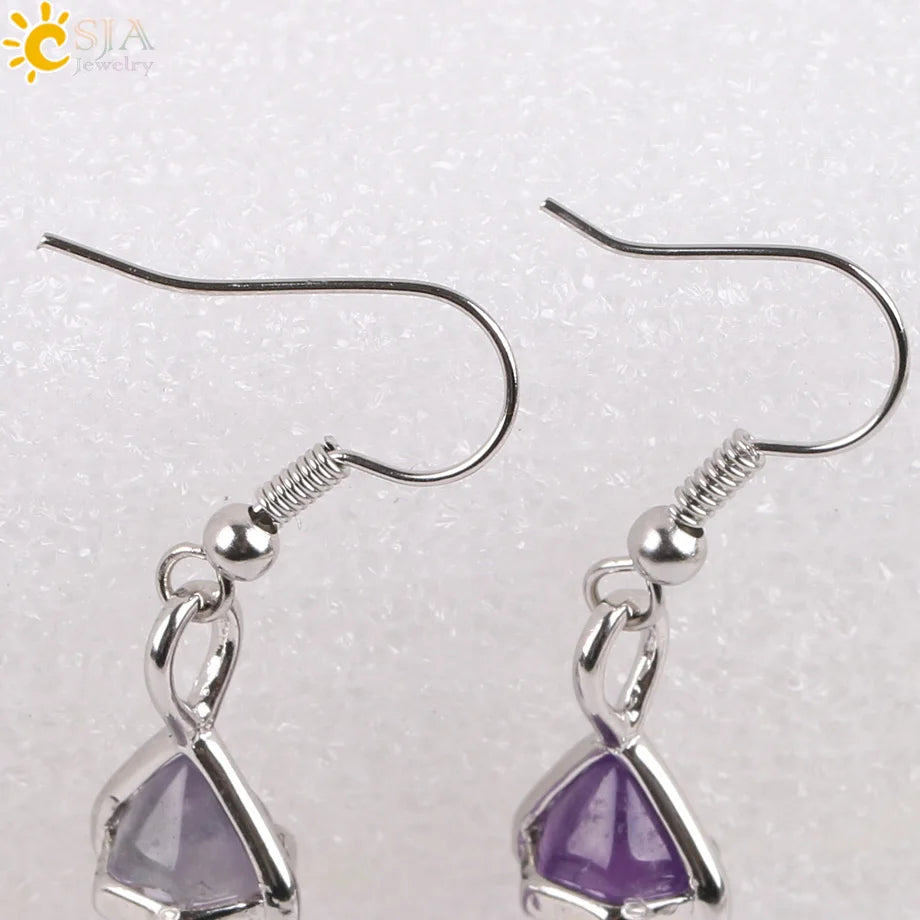 Natural Stone Crystal Earrings