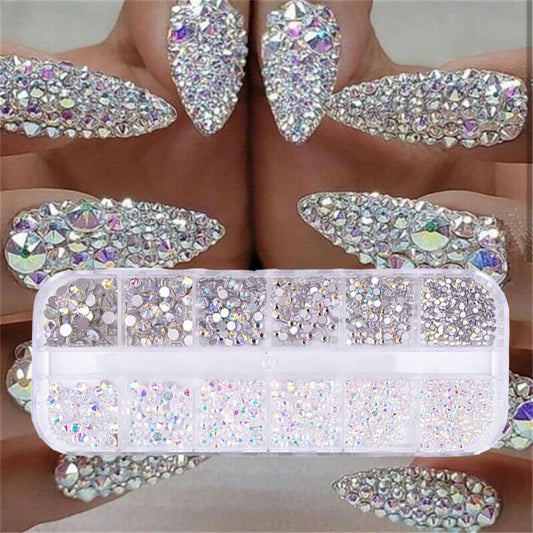 12 boxes / set of AB crystal rhinestone nail art