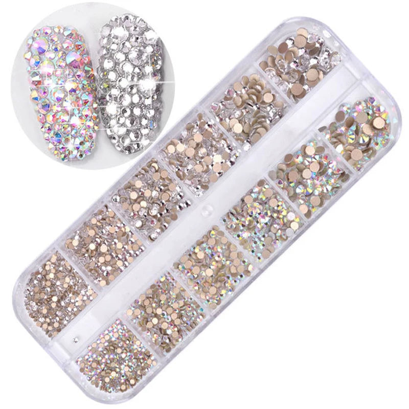 12 boxes / set of AB crystal rhinestone nail art