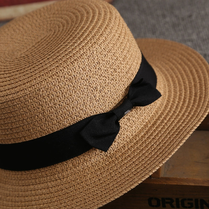 Straw Hat Women's Summer Retro Flat Top