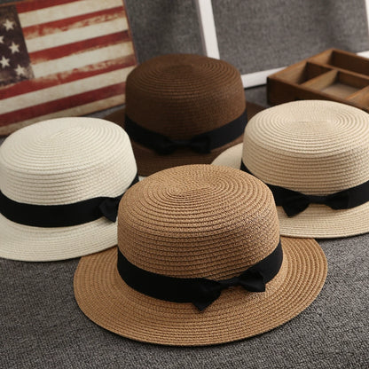 Straw Hat Women's Summer Retro Flat Top