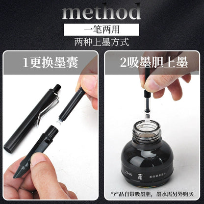 Yinshan Push Type Pen Automatic Press Type Primary School Grade 3 First Volume Children's Fine 0.38 Boys and Girls Calligraphy Only Practice Word 0.5 Press Bag Dark Tip Replaceable Ink Bag Just Pen