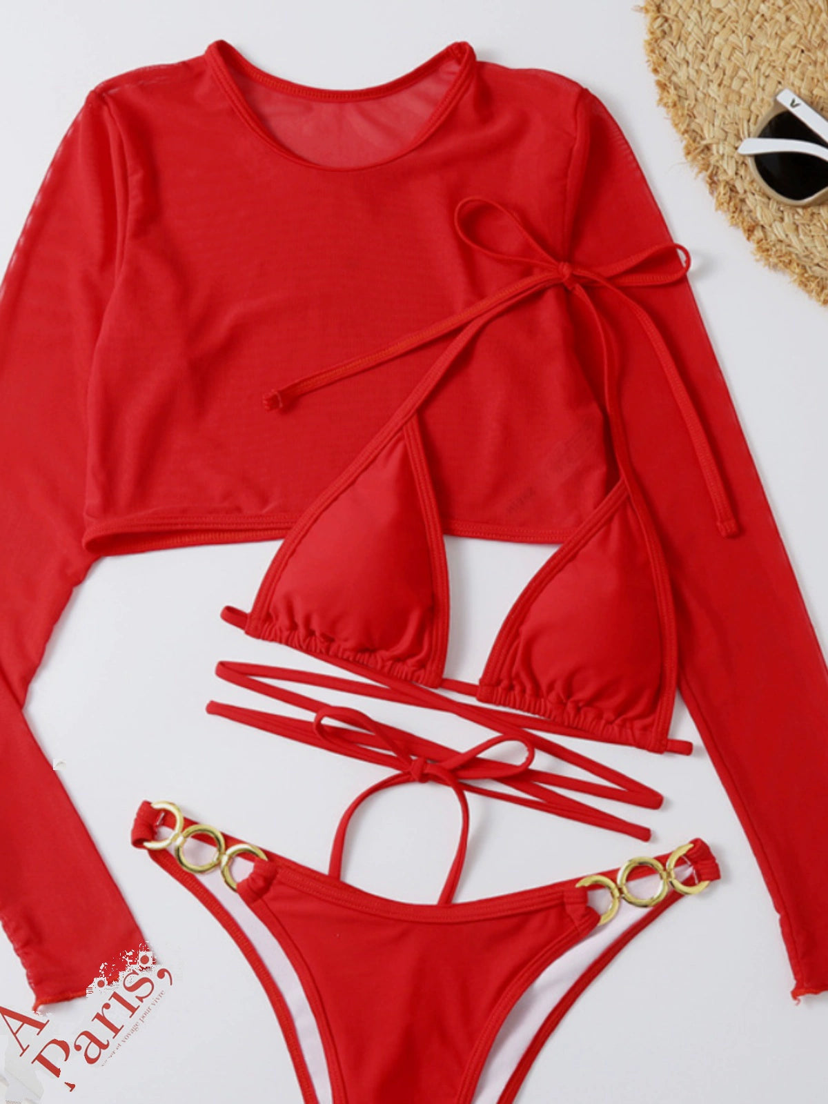 Triangle Split 3-Piece Swimsuit Set