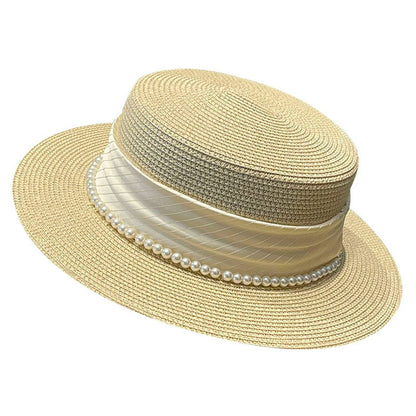 Elegant Pearl Straw Hat