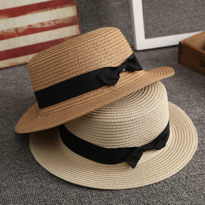 Straw Hat Women's Summer Retro Flat Top