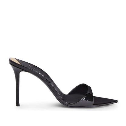 Summer Pointed Toe Strap Black Patent Leather Simple High Heels