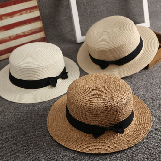 Straw Hat Women's Summer Retro Flat Top