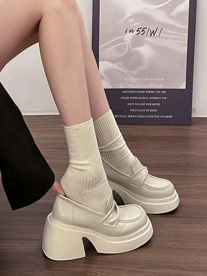 Thick Sole Retro White Spring and Autumn Shoes