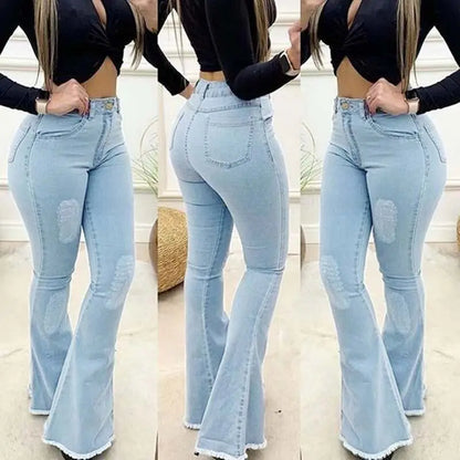 Women High Waist Boot Cut Jeans