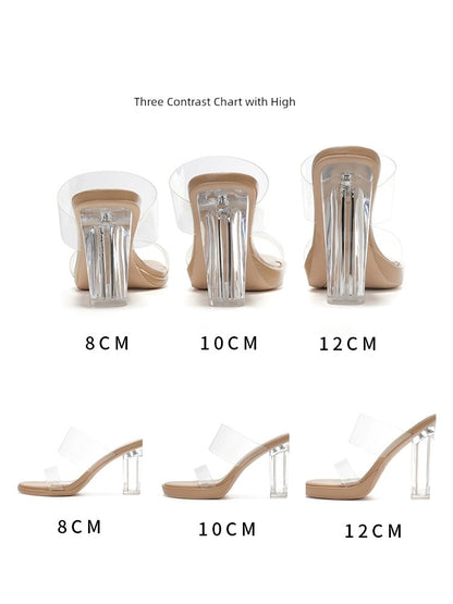 Women's One-Strap Transparent Summer Platform High Heels