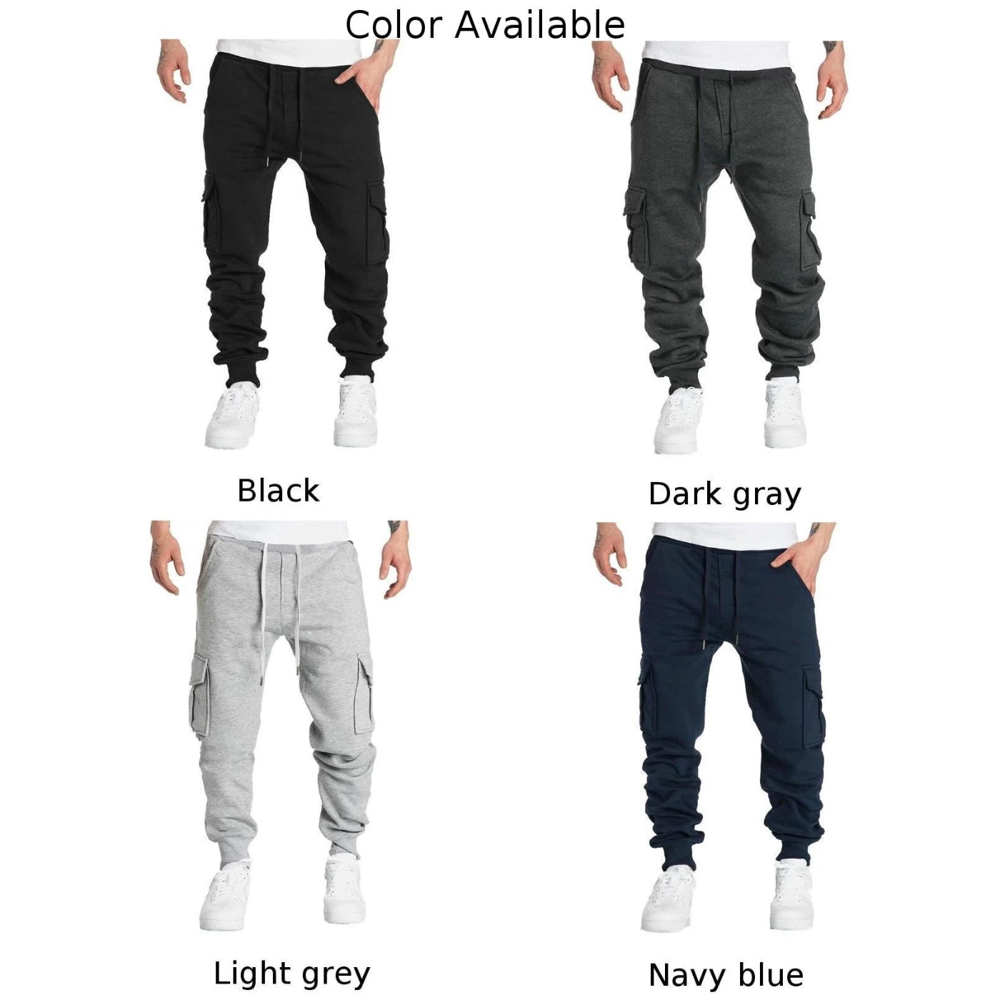 Mens Overalls Loose Joggers Workout Cargo Pants Sweatpants Active Sports Trousers Drawstring Multi Pocket Men's Casual Pants