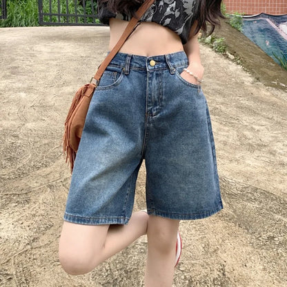 Vintage Blue Wide Leg Denim Shorts