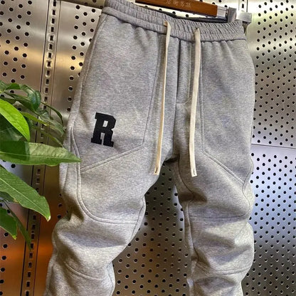 R Men's Joggers Casual Pants Korean Sweatpants Workout Running Gym Fitness Grey Sports Trousers Men Clothing Letter Embroidery