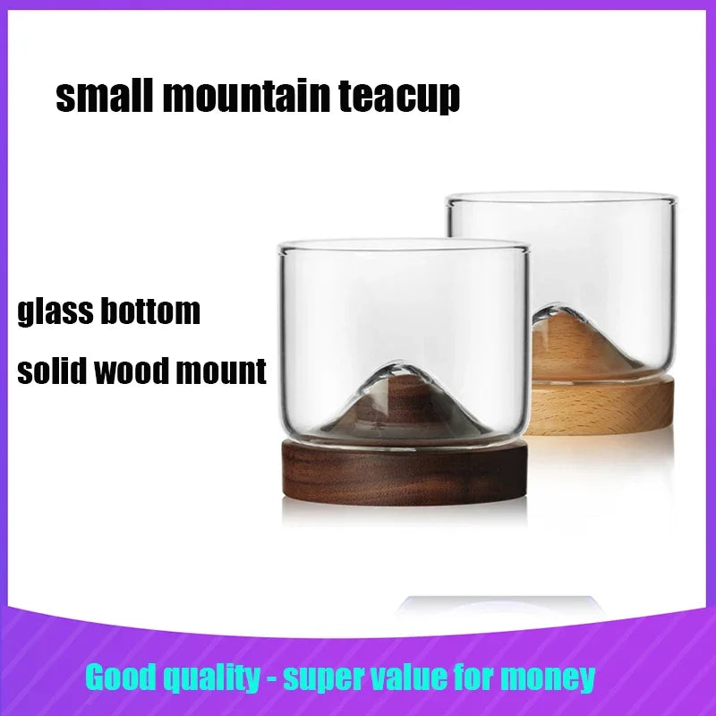 2020 Mountain-shaped Wooden Bottom Small Wine Glass