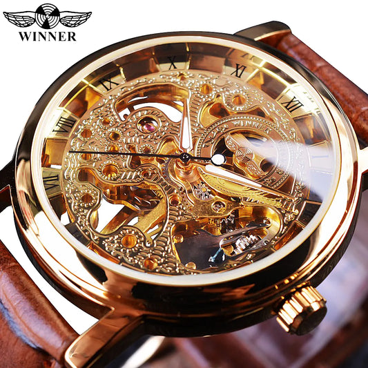 Transparent Golden Men's Watches