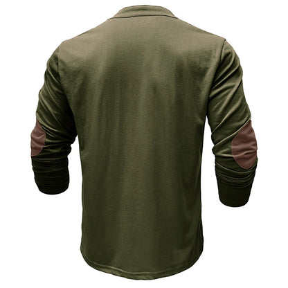 Mens Long Sleeve Pullover T-Shirt Casual