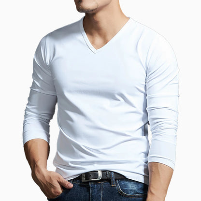 Men's Long Sleeves T-shirts- Solid Color