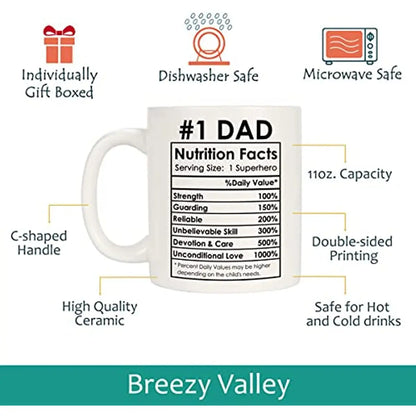 Happy Fathers Day   #1 Dad Nutrition Facts Mug