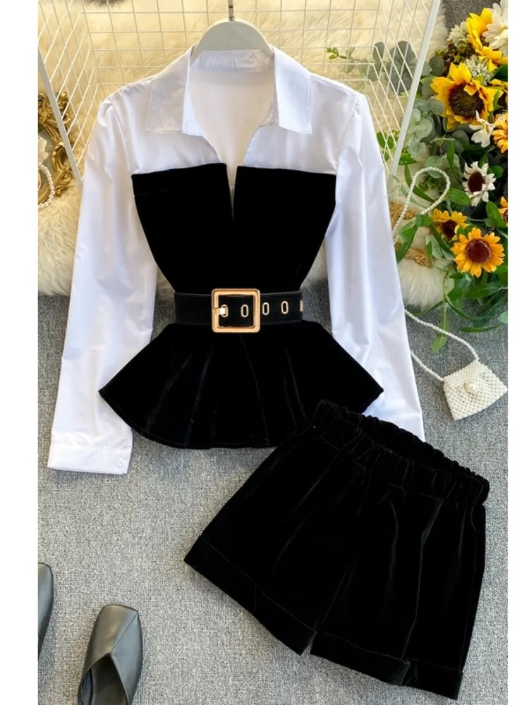 Long Sleeve Velvet Two Piece Set