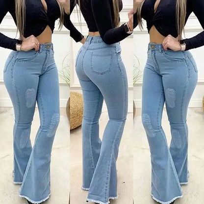 Women High Waist Boot Cut Jeans