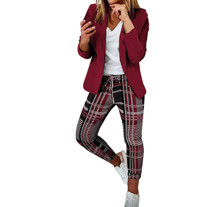 Women Blazer And Guard Pants Sets