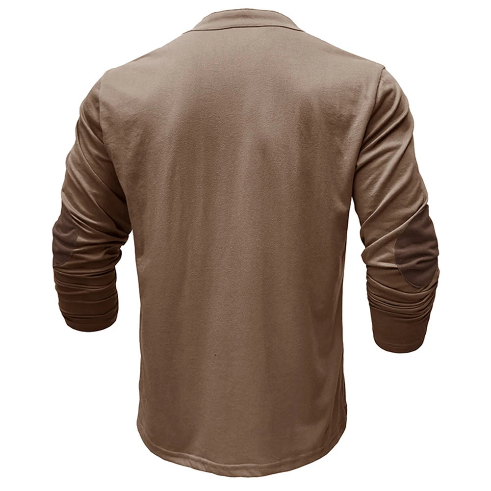 Mens Long Sleeve Pullover T-Shirt Casual