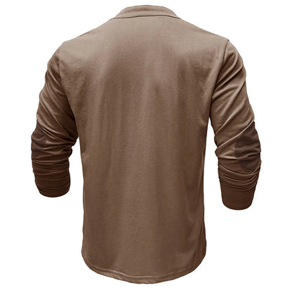 Mens Long Sleeve Pullover T-Shirt Casual