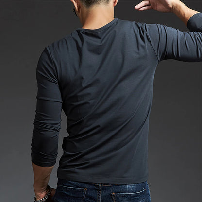 Men's Long Sleeves T-shirts- Solid Color