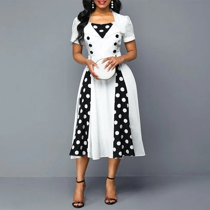 Vintage Dot Print Swing Pin Up Summer Party Dresses