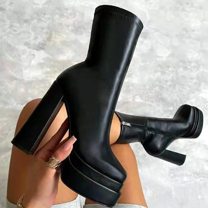 High-heeled 8cm Waterproof Platform  Boots