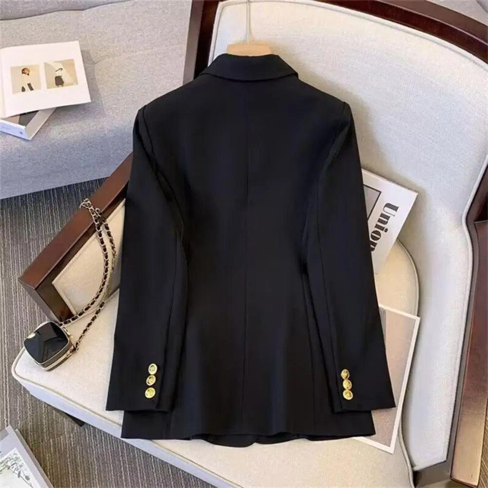 Women Casual Chic Women's Double Breasted Elegant Ol Style Loose Fit Lapel Collar Pockets for Formal Business Attire Lady Formal