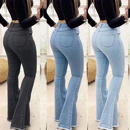 Women High Waist Boot Cut Jeans