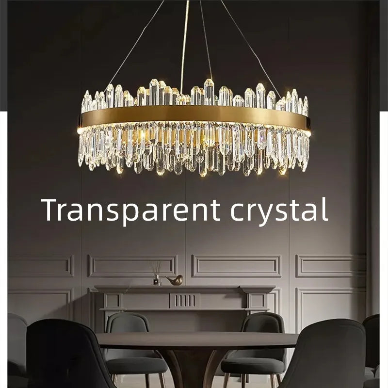 Modern Smoke Grey Crystal Chandelier Lighting Luxury Led hanging lamp for Dining Table Living Room Bedroom Home Decor lustre