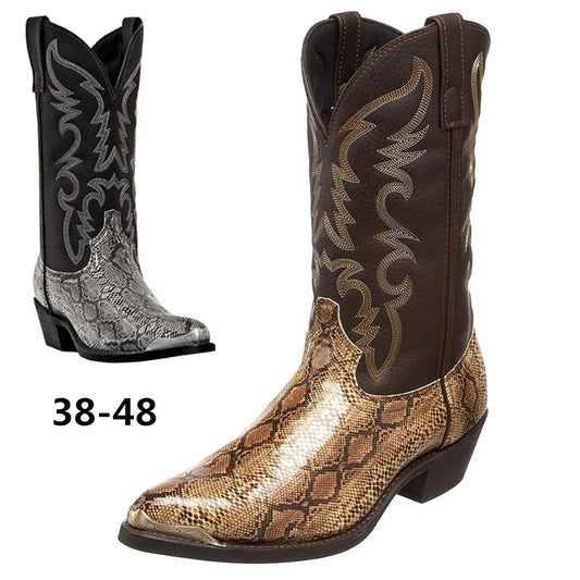 Men's Snake Pattern Cowboy Boots