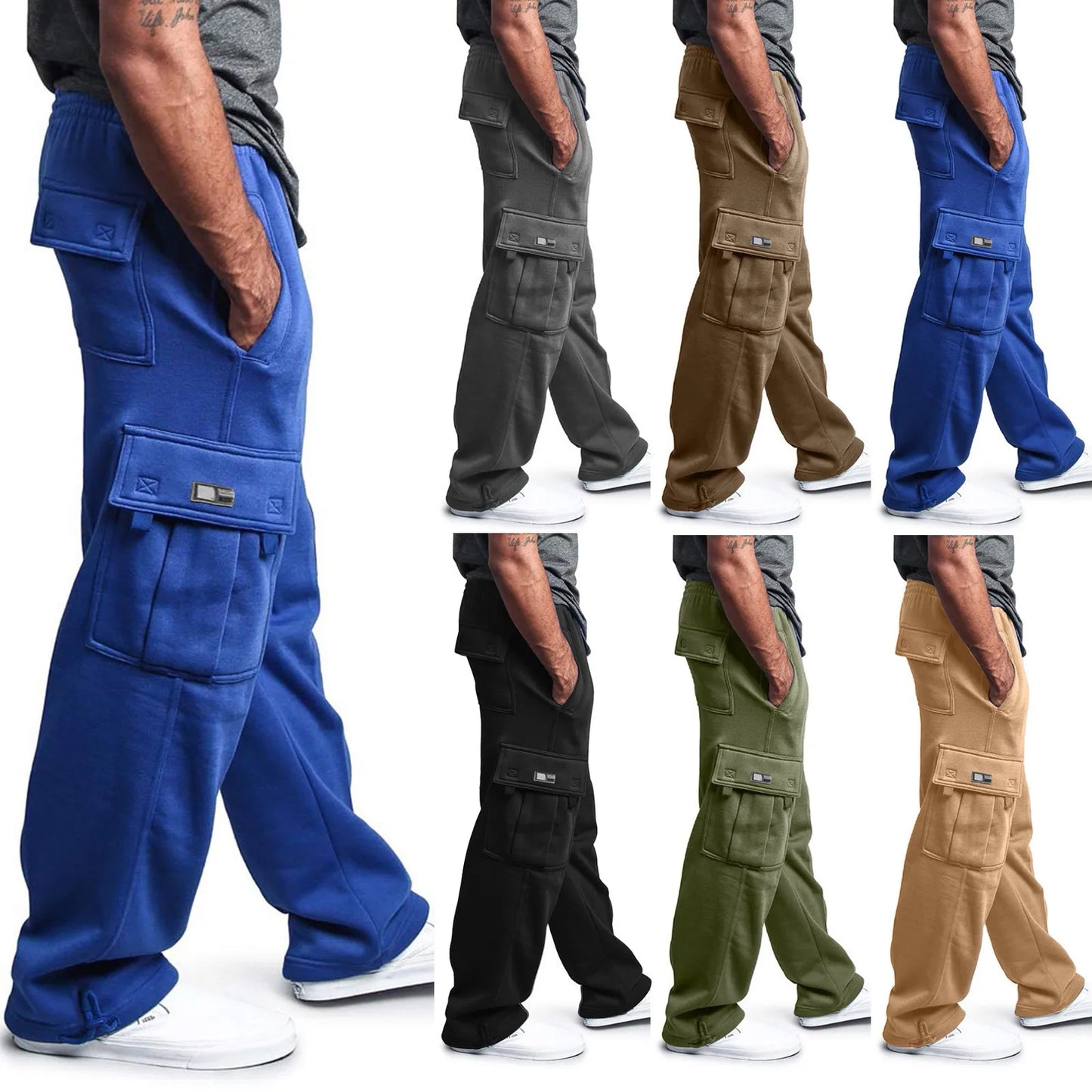 Men's Cargo Pants Track Pants Street Bottoms Winter Fitness Gym Workout Running Training Exercise Breathable Soft Male Sweatpant