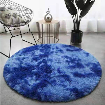 Tie-dye Fluffy Round Rug Carpets Living Room Decor Faux Fur Rugs Kids Room Long Plush Rugs for Bedroom Shaggy Rug Modern Mats