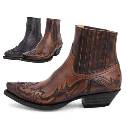 Western Cowboy Burnt Flower Men's Boots