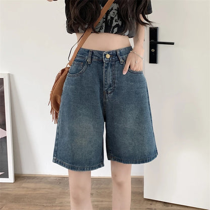 Vintage Blue Wide Leg Denim Shorts