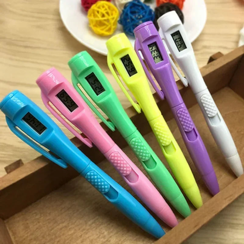 Kawai Creative Electronic Watch Ball Pen for Office Clock Test School Students Supplies Blue Ballpoint Pens Korean Stationery