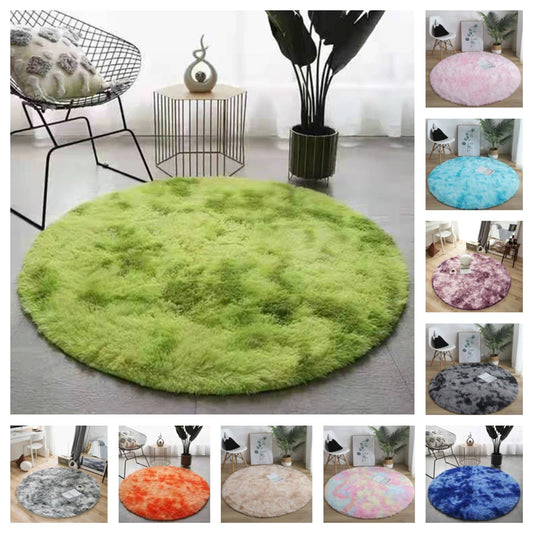 Tie-dye Fluffy Round Rug Carpets Living Room Decor Faux Fur Rugs Kids Room Long Plush Rugs for Bedroom Shaggy Rug Modern Mats